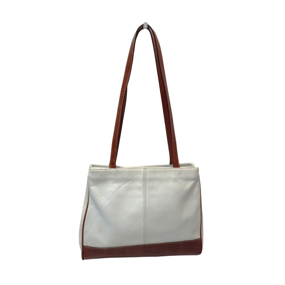 Vintage White & Brown Genuine Leather Shoulder Bag – Andé Ganson Style